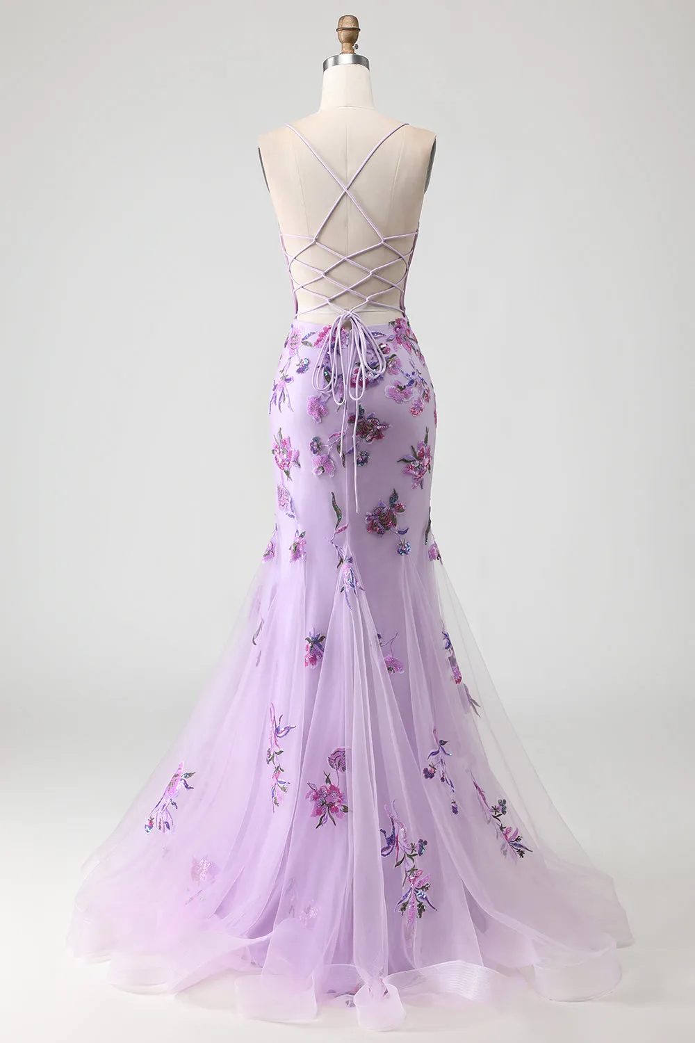 Purple Mermaid Appliqued Corset Long Prom Dress with Beading sold by Zapaka product image thumbnail 2