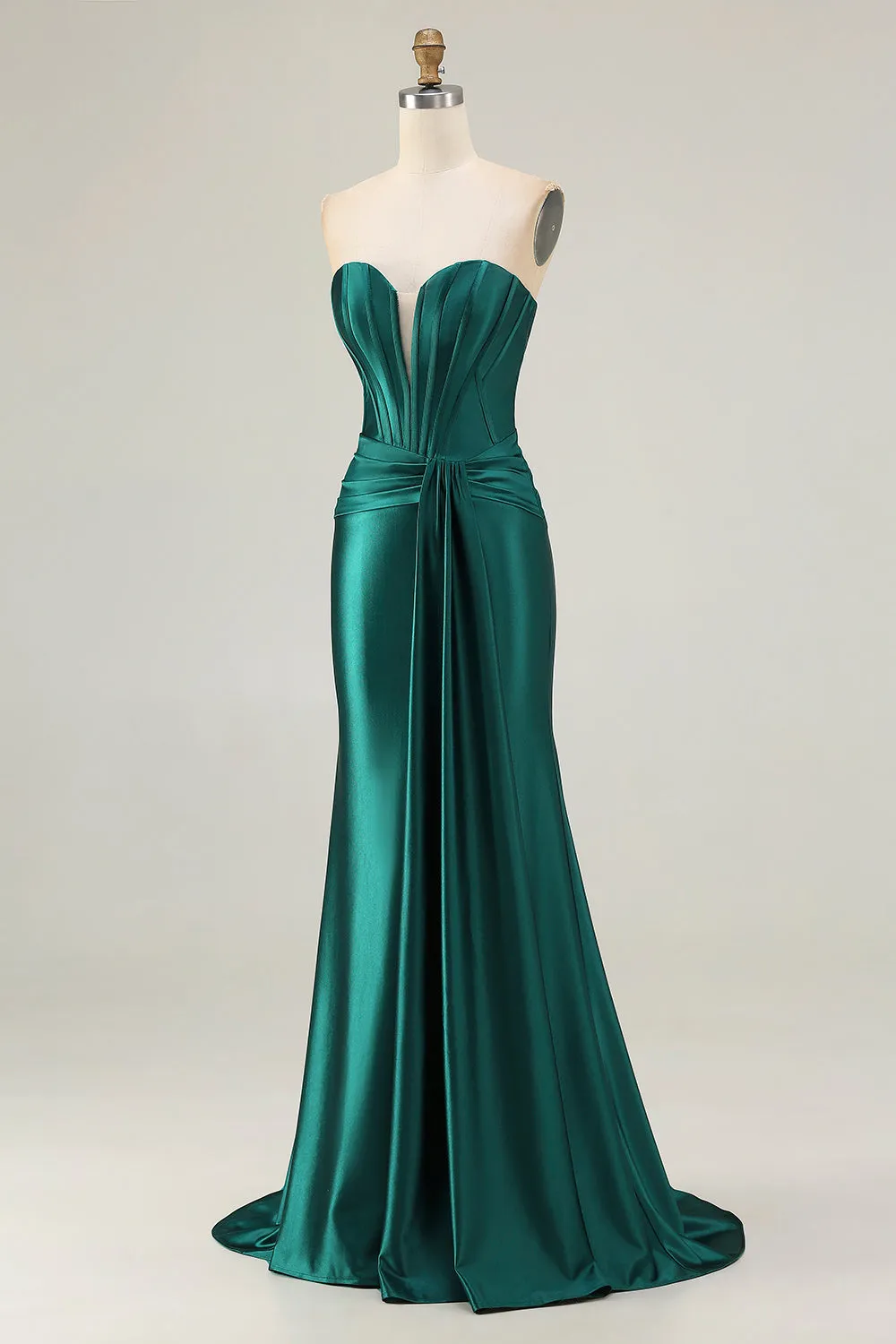 Strapless Mermaid Dark Green Corset Long Prom Dress with Sash sold by Zapaka product image thumbnail 3