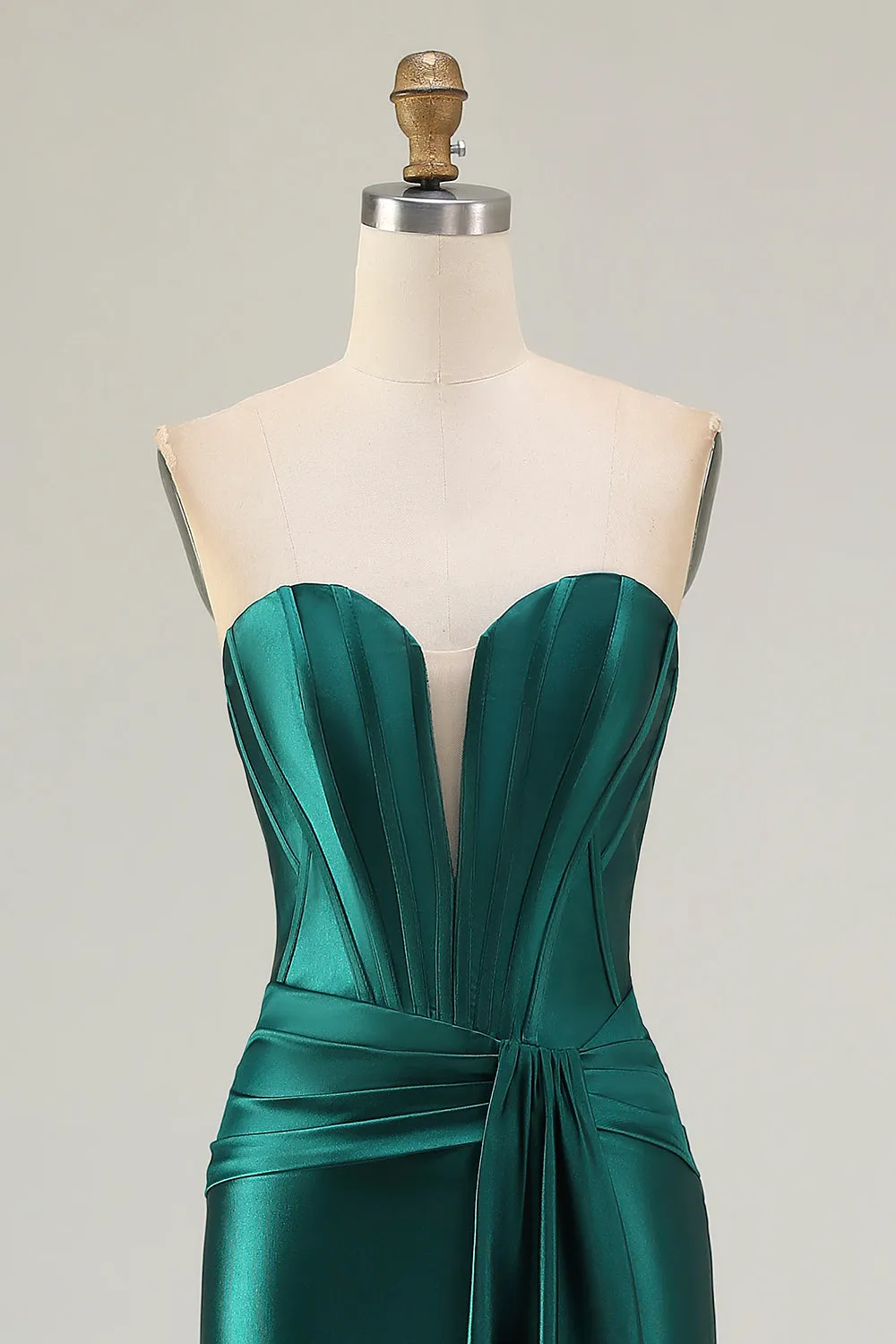 Strapless Mermaid Dark Green Corset Long Prom Dress with Sash sold by Zapaka product image thumbnail 4