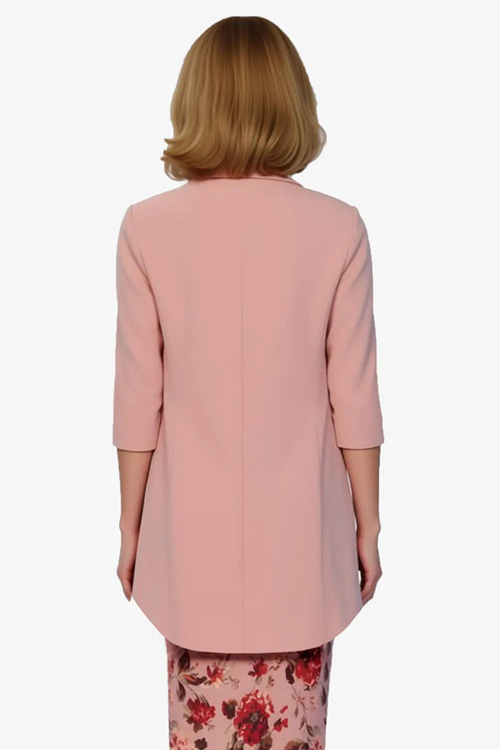 Dusty Rose Flower Printed Sheath 2-Piece Midi Mother of the Bride Dress with Jacket sold by Zapaka product image thumbnail 4