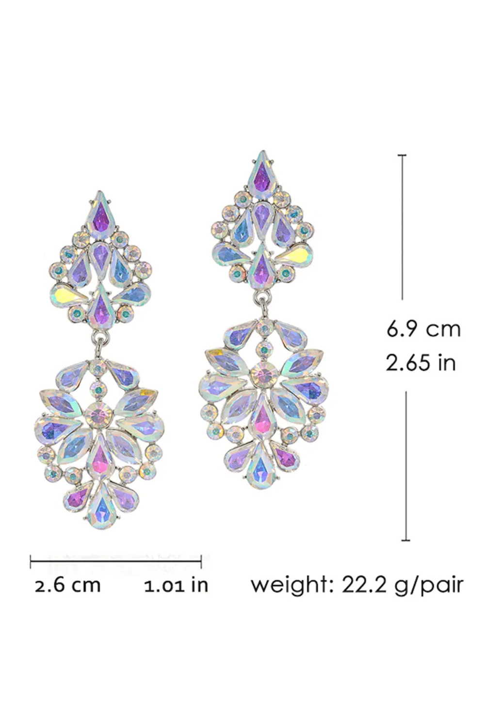 Sparkly Pink Flower Shaped Long Prom Drop Earrings with Rhinestones sold by Zapaka product image thumbnail 5