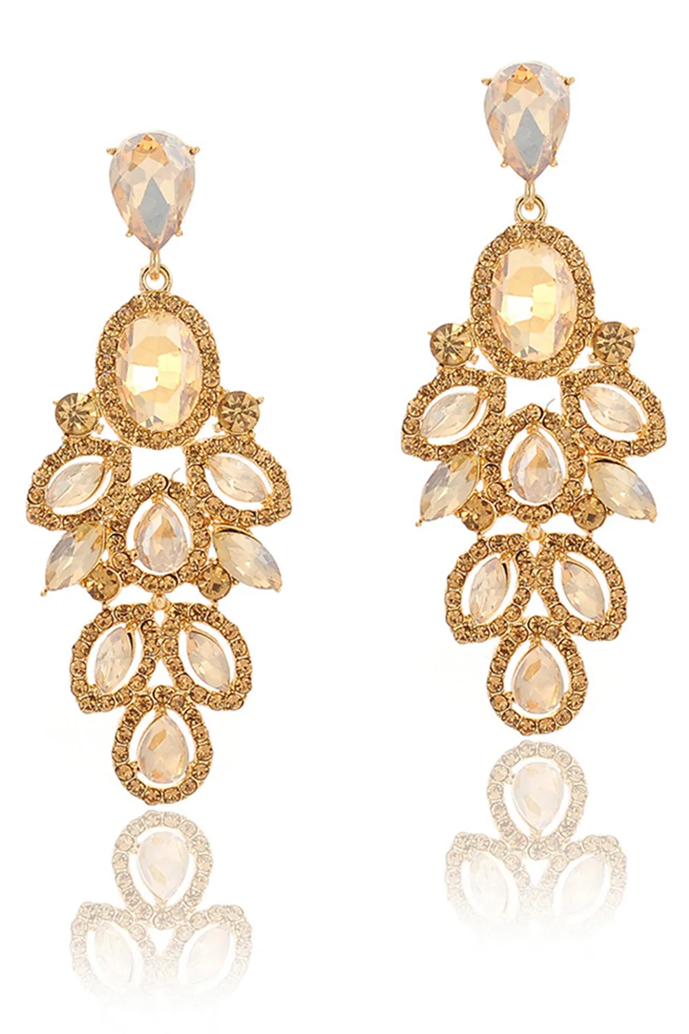 Sparkly Dark Green Leaf Shaped Long Prom Drop Earrings with Rhinestones sold by Zapaka product image thumbnail 5