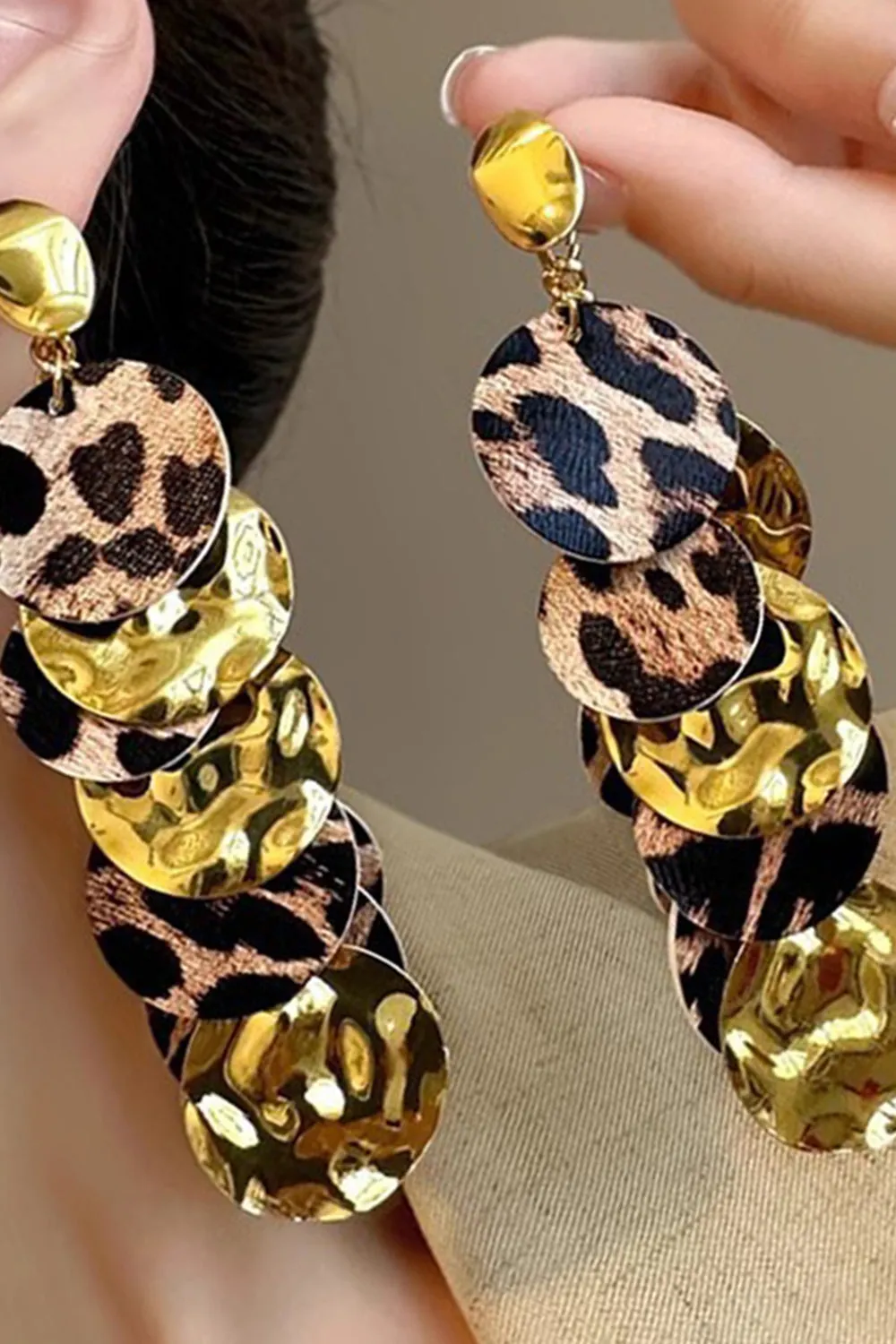 Golden Brown Leopard Prom Drop Earrings sold by Zapaka product image thumbnail 2