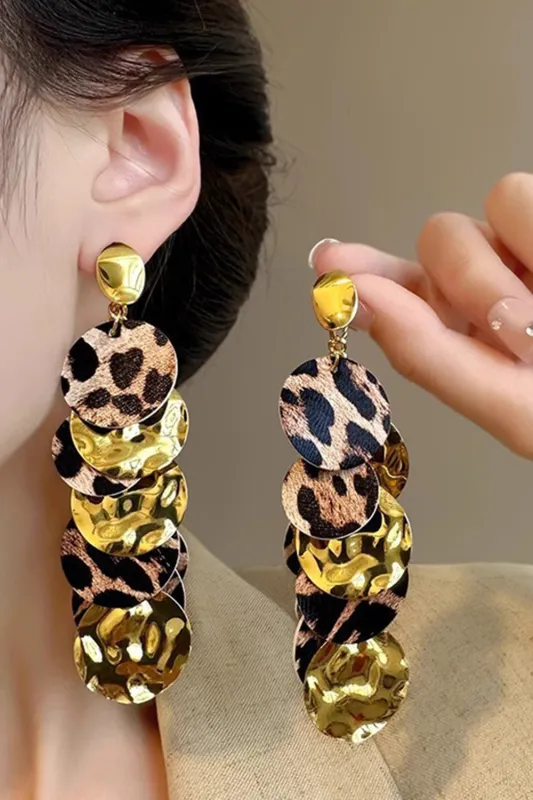 Golden Brown Leopard Prom Drop Earrings sold by Zapaka