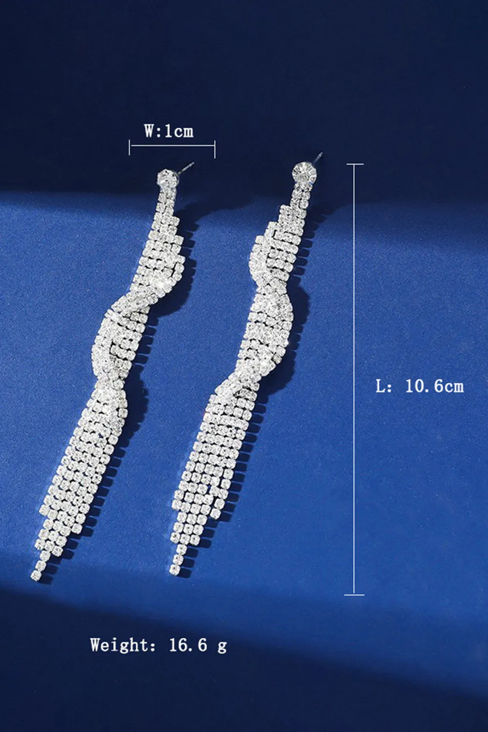 Sparkly Silver Long Prom Drop Earrings with Fringe sold by Zapaka product image thumbnail 3