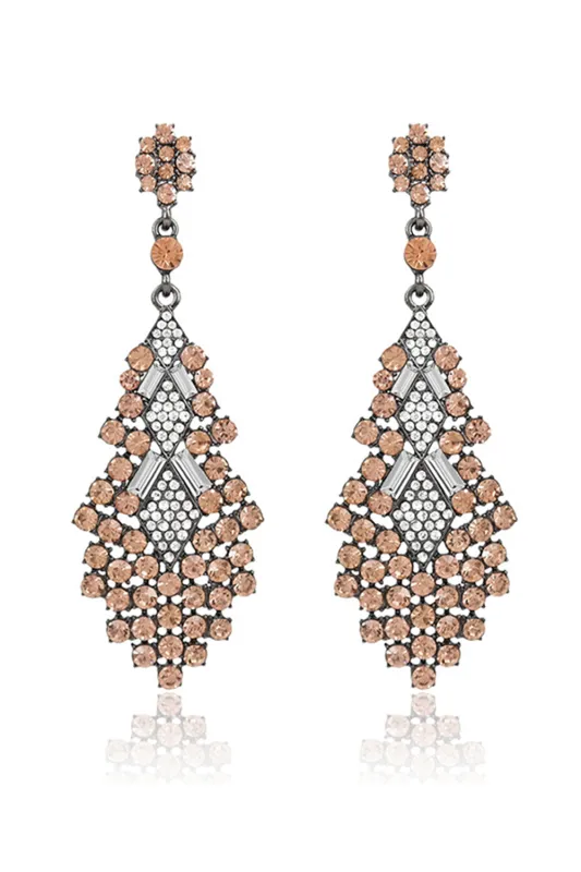 Sparkly Champagne Teardrop Party Drop Earrings with Rhinestones sold by Zapaka