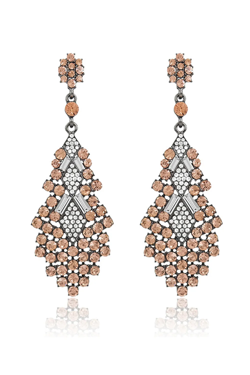 Sparkly Champagne Teardrop Party Drop Earrings with Rhinestones sold by Zapaka