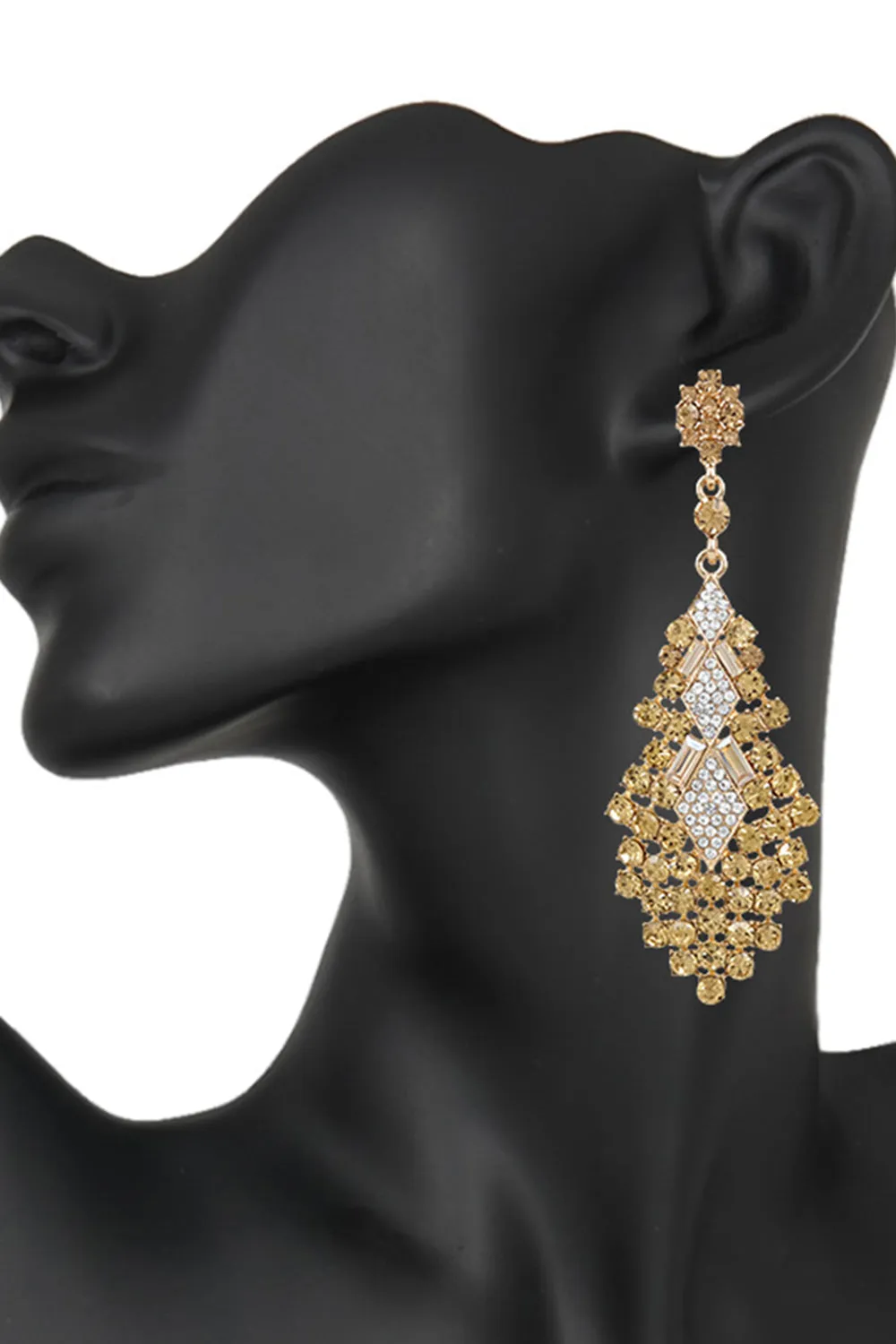 Sparkly Champagne Teardrop Party Drop Earrings with Rhinestones sold by Zapaka product image thumbnail 5