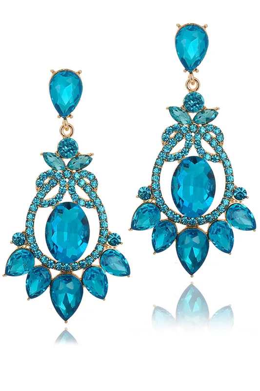 Sparkly Blue Vintage Party Drop Earrings with Rhinestones sold by Zapaka