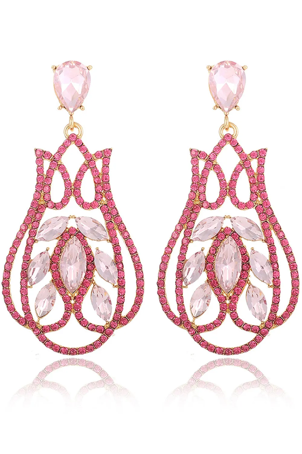 Sparkly Fuchsia Rhinestones Prom Drop Earrings sold by Zapaka