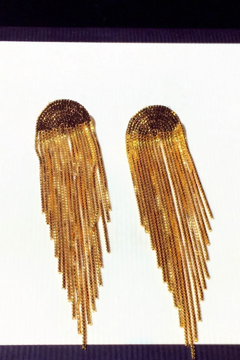 Sparkly Golden Prom Drop Earrings with Fringes sold by Zapaka product image thumbnail 2