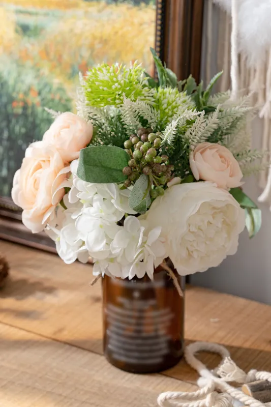 Romantic Artificial Wedding Flower Pink & White Bridal Bouquet sold by Zapaka