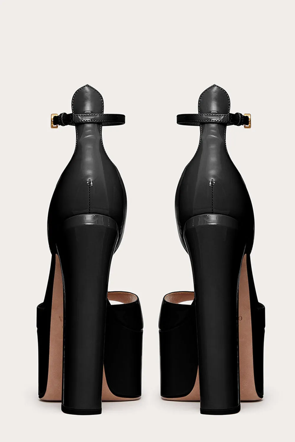 Elegant Black Chunky Open Toe Prom High Heels Pump with Ankle Strap sold by Zapaka product image thumbnail 2