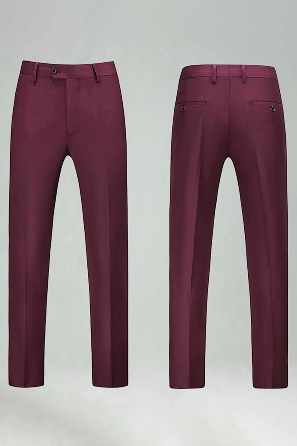 Burgundy Red High Waisted Men's Suits Pants for Wedding sold by Zapaka product image thumbnail 3