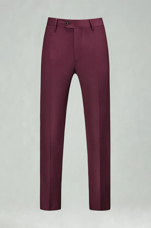 Burgundy Red High Waisted Men's Suits Pants for Wedding sold by Zapaka