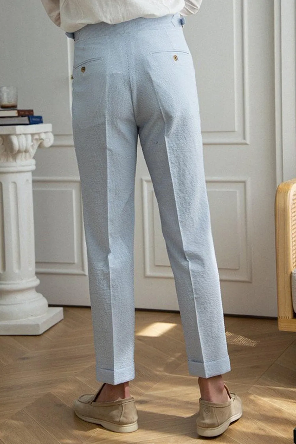 Light Blue High Waisted Men's Suit Pants sold by Zapaka product image thumbnail 4