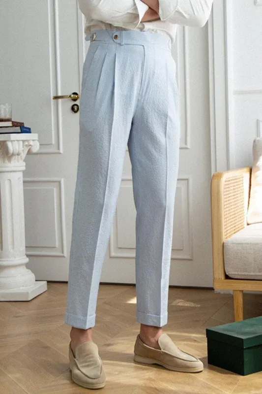 Light Blue High Waisted Men's Suit Pants sold by Zapaka