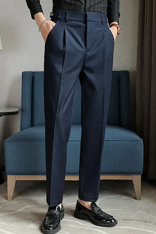 Dark Blue Straight Leg Men's Suit Pants sold by Zapaka