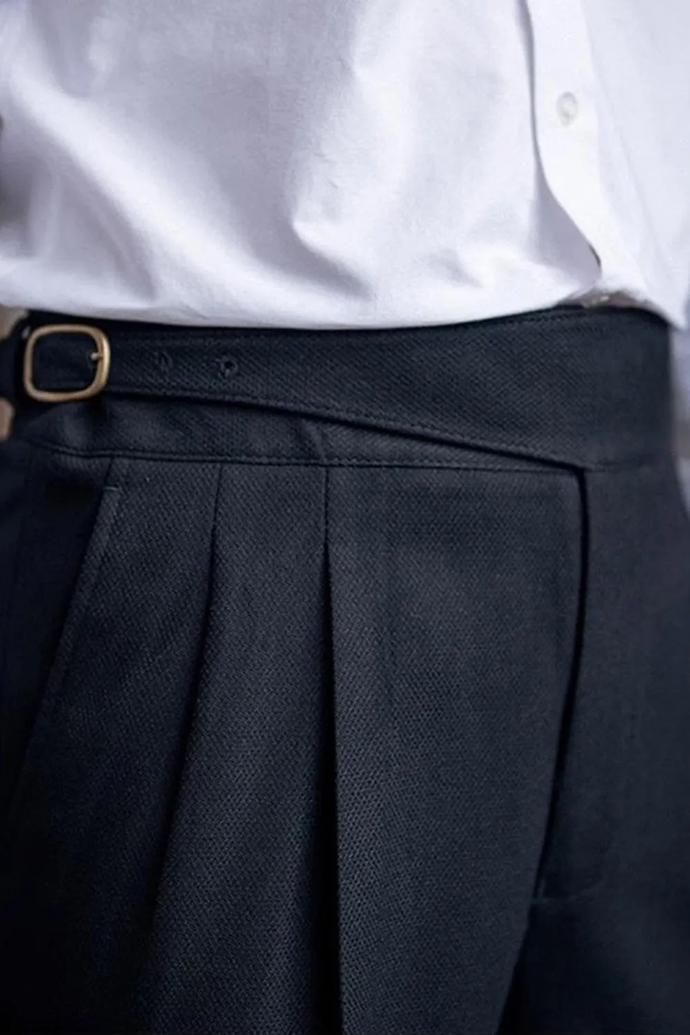 Black High Waisted Straight Leg Men's Suit Pants sold by Zapaka product image thumbnail 4