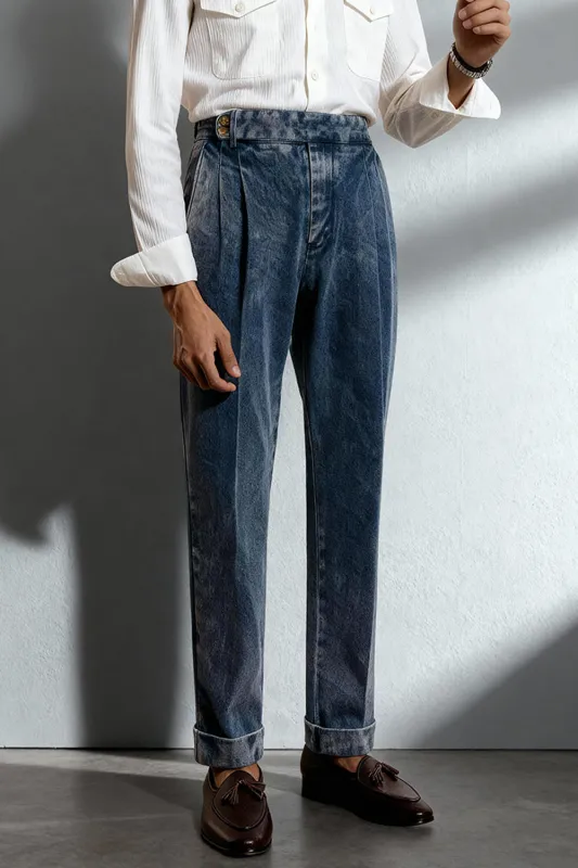 Blue Grey Straight Leg Denim Men’s Trousers sold by Zapaka