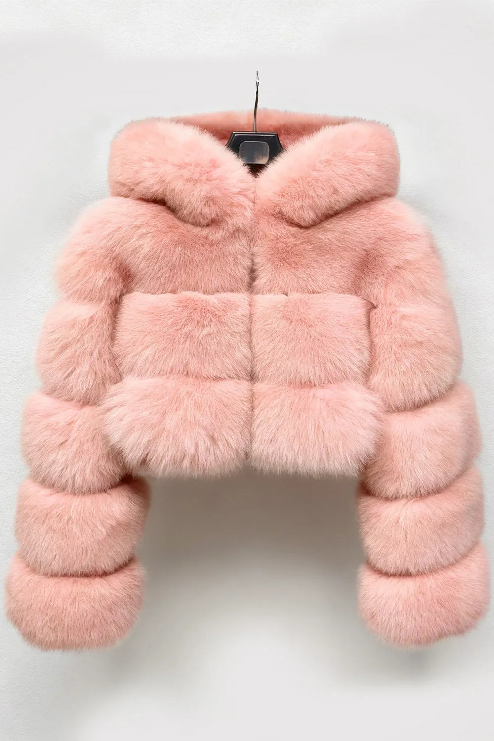 Blush Pink Hooded Faux Fur Thickened Women Coat sold by Zapaka
