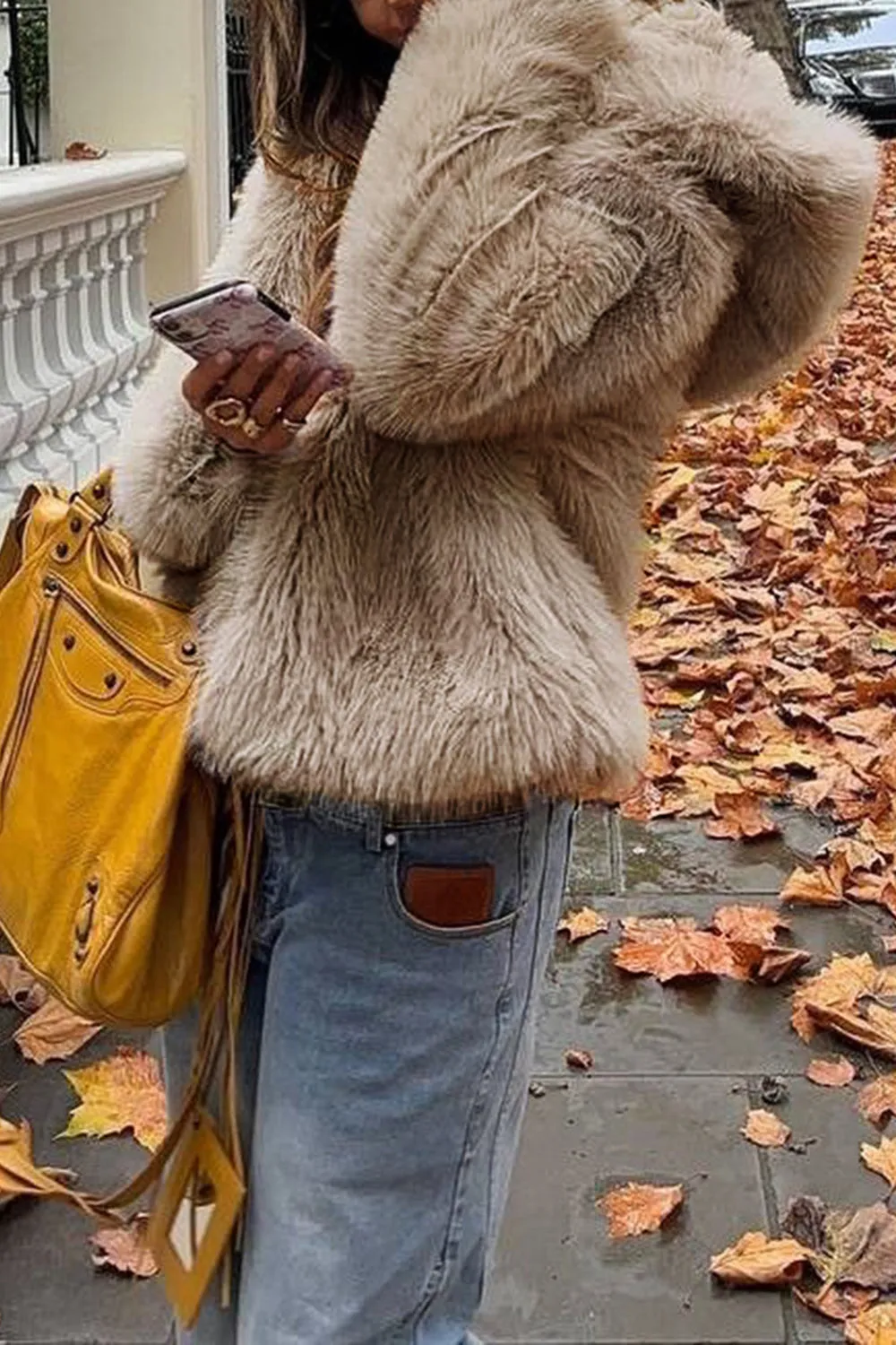 Khaki Hooded Faux Fur Short Women Coat sold by Zapaka product image thumbnail 4