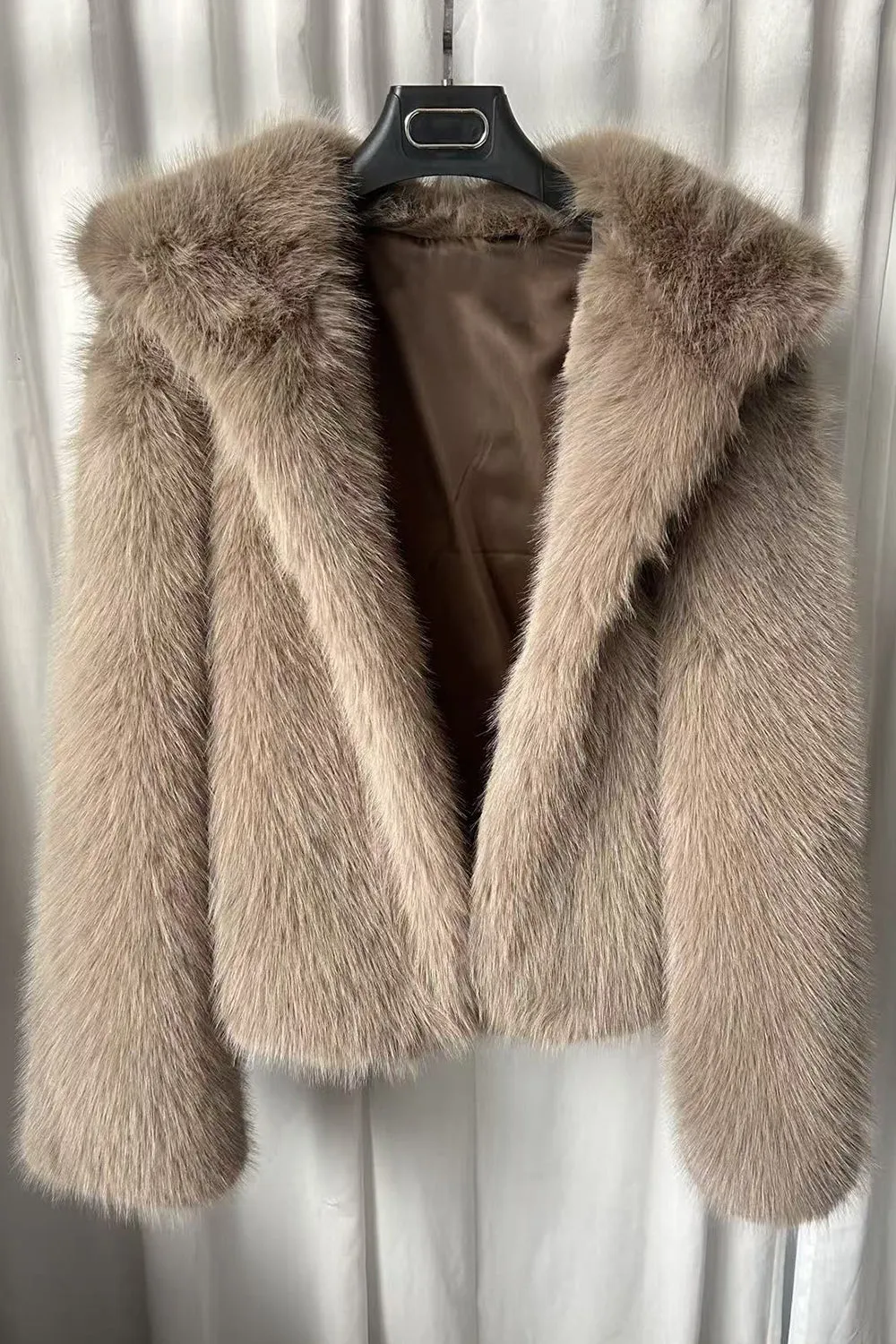 Khaki Hooded Faux Fur Short Women Coat sold by Zapaka product image thumbnail 5