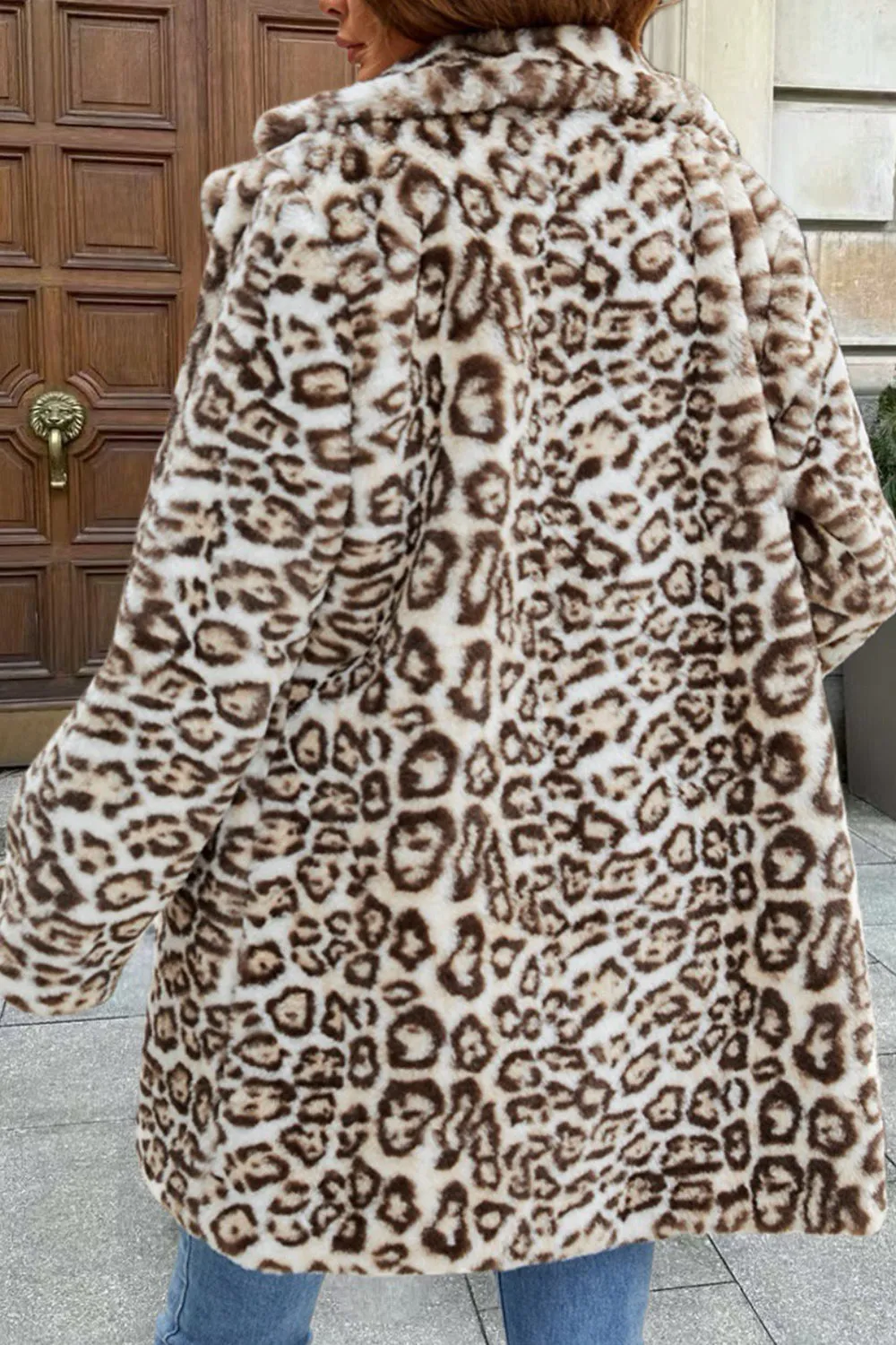 Faux Fur Thickened Lapel Brown Leopard Women Coat sold by Zapaka product image thumbnail 2