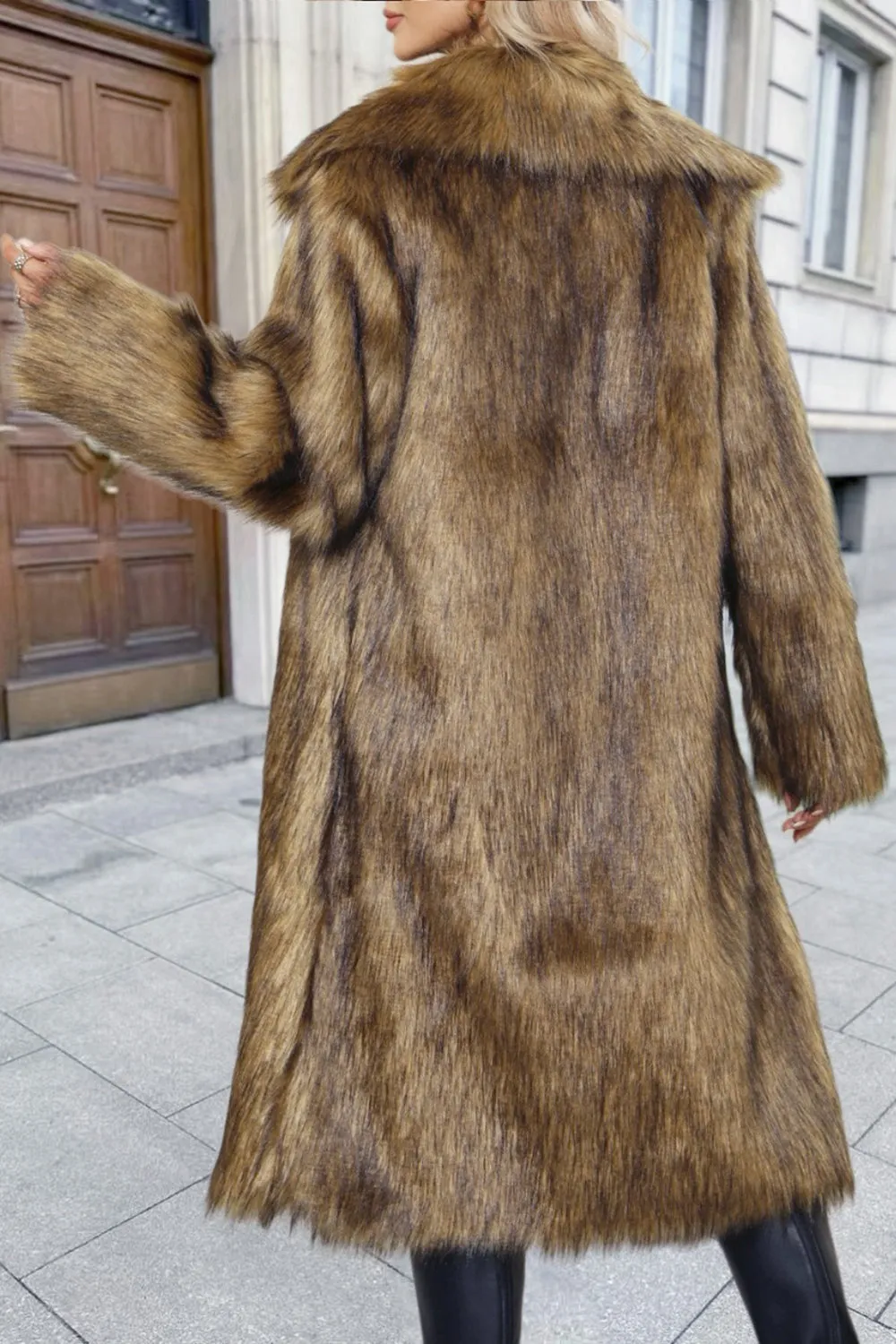Brown Faux Fur Thickened Fluffy Shawl Lapel Women Coat sold by Zapaka product image thumbnail 2