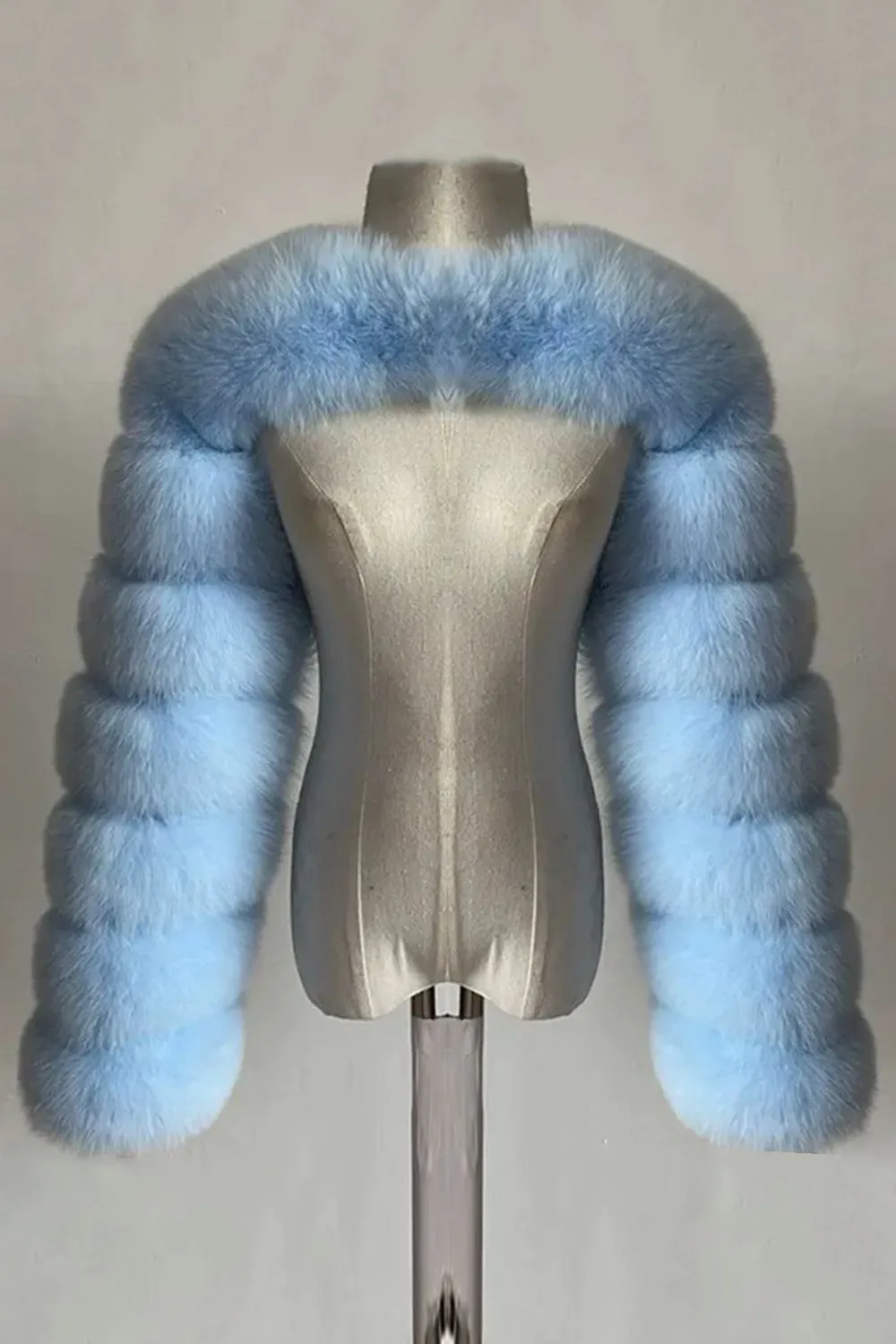 Steel Grey Faux Fox Fur Winter Shawl Women Coat sold by Zapaka product image thumbnail 5