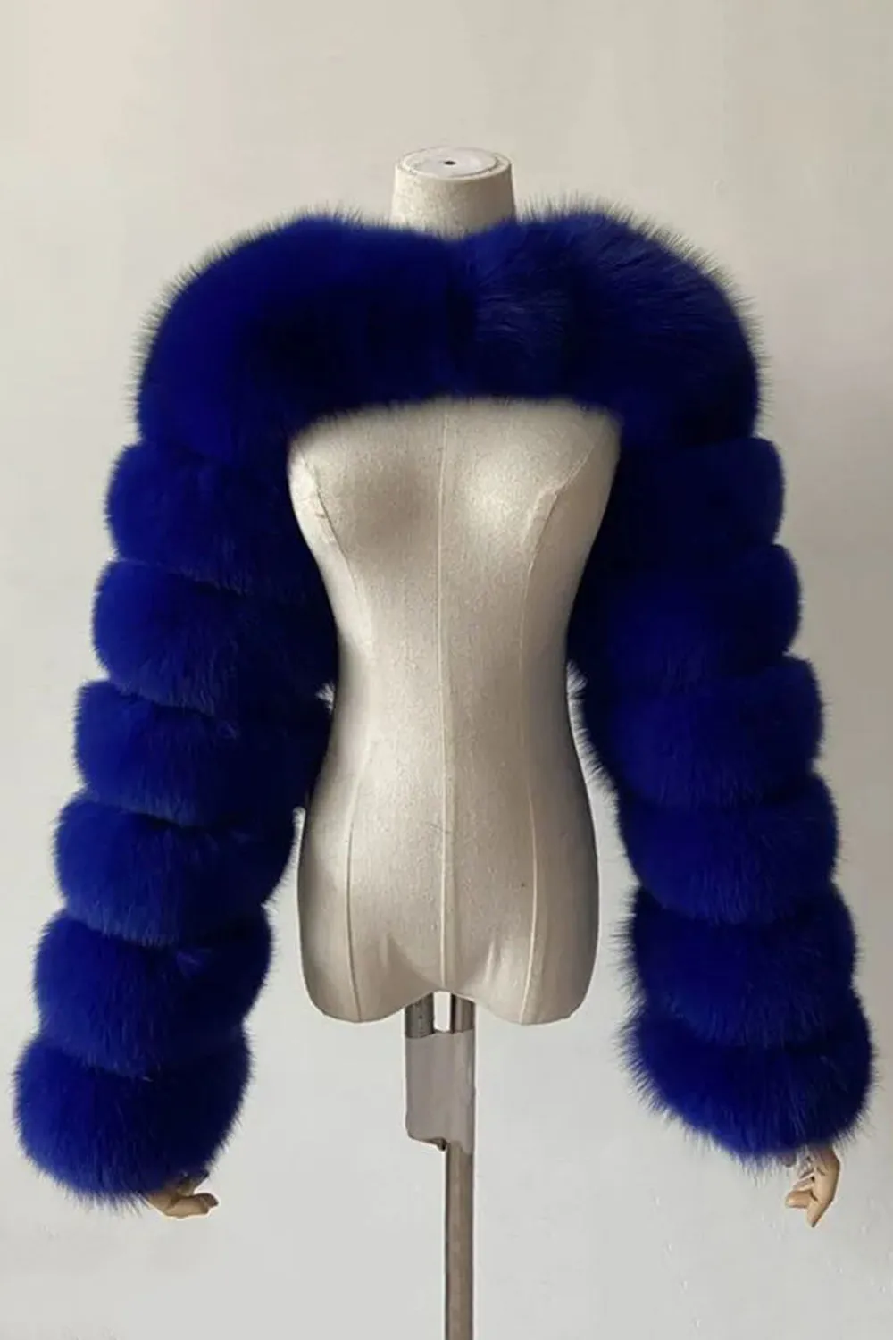 Steel Grey Faux Fox Fur Winter Shawl Women Coat sold by Zapaka product image thumbnail 3