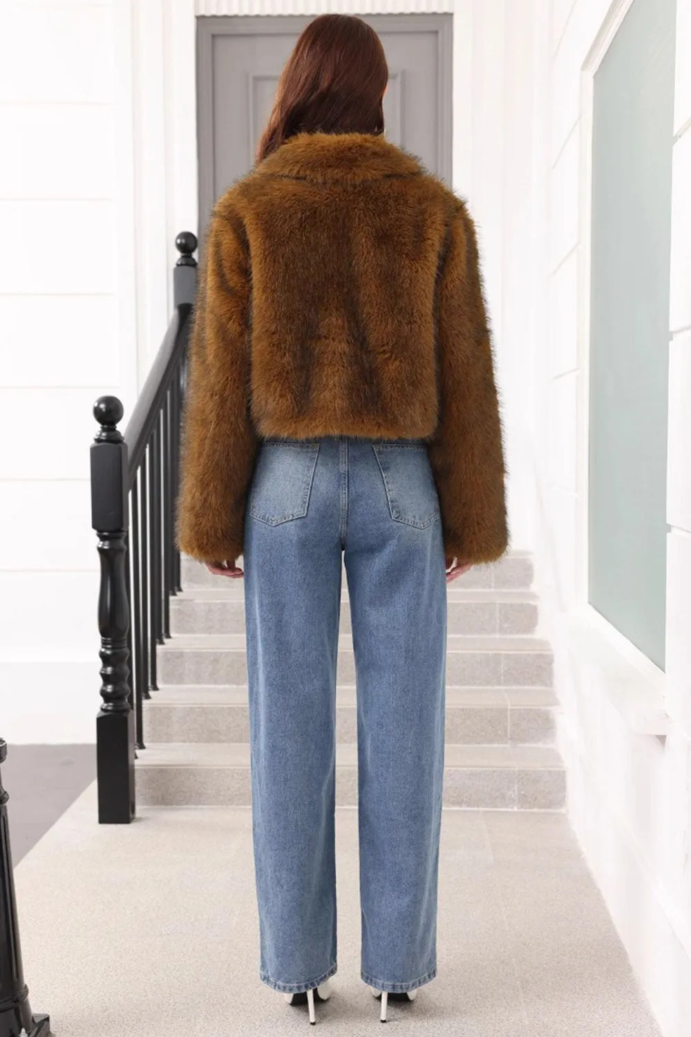 Brown Winter Faux Fur Thickened Lapel Women Coat sold by Zapaka product image thumbnail 2