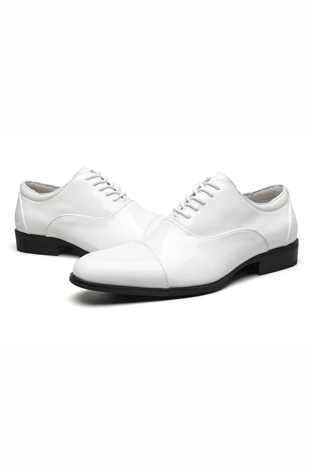 Black Lace-Up Leather Men's Wedding Shoes sold by Zapaka product image thumbnail 5