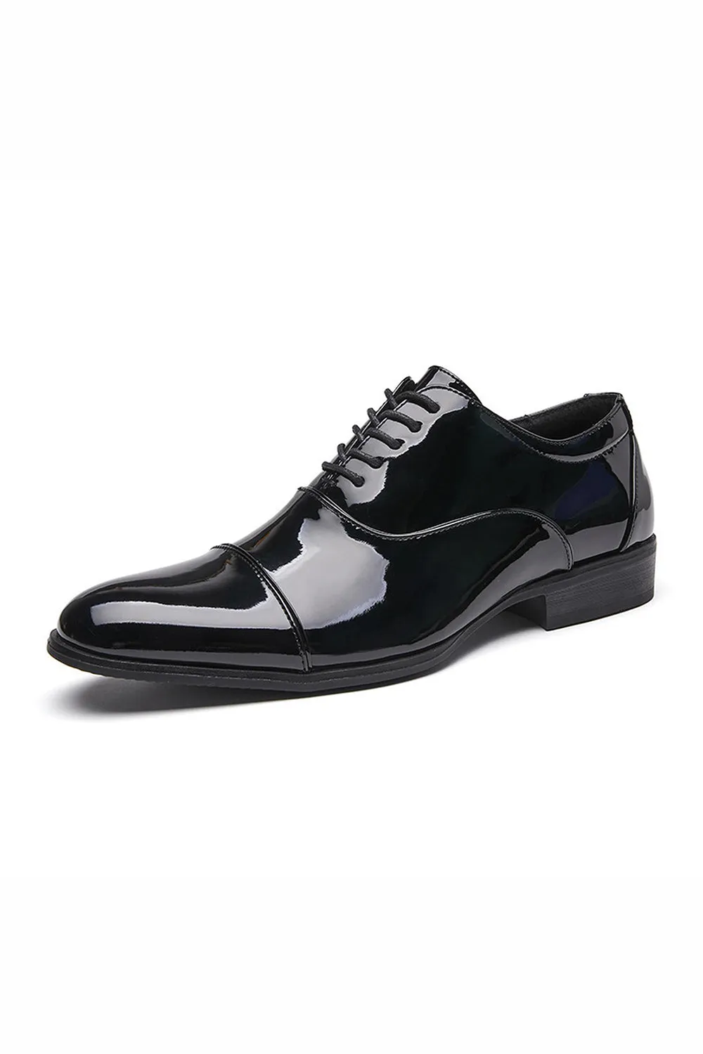Black Lace-Up Leather Men's Wedding Shoes sold by Zapaka product image thumbnail 2