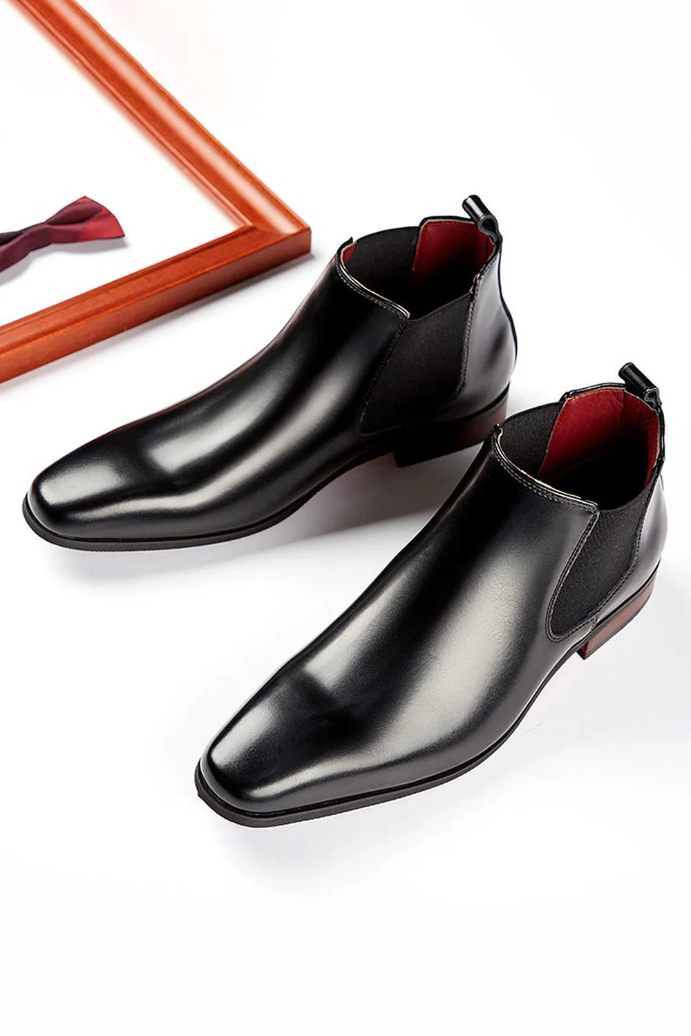 Black Slip-on Leather Men's Party Shoes sold by Zapaka product image thumbnail 2