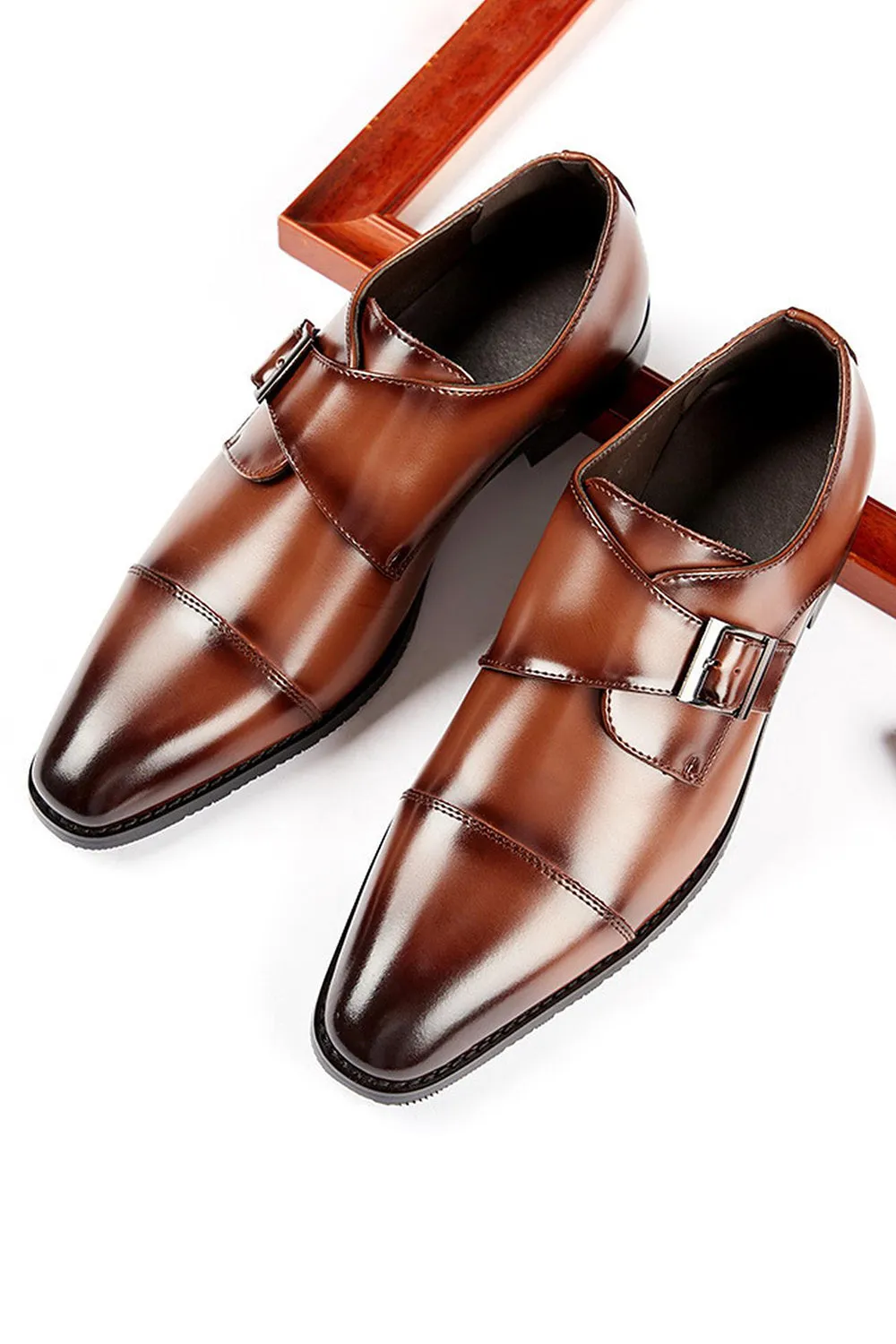 Brown Slip-On Leather Men's Party Shoes sold by Zapaka