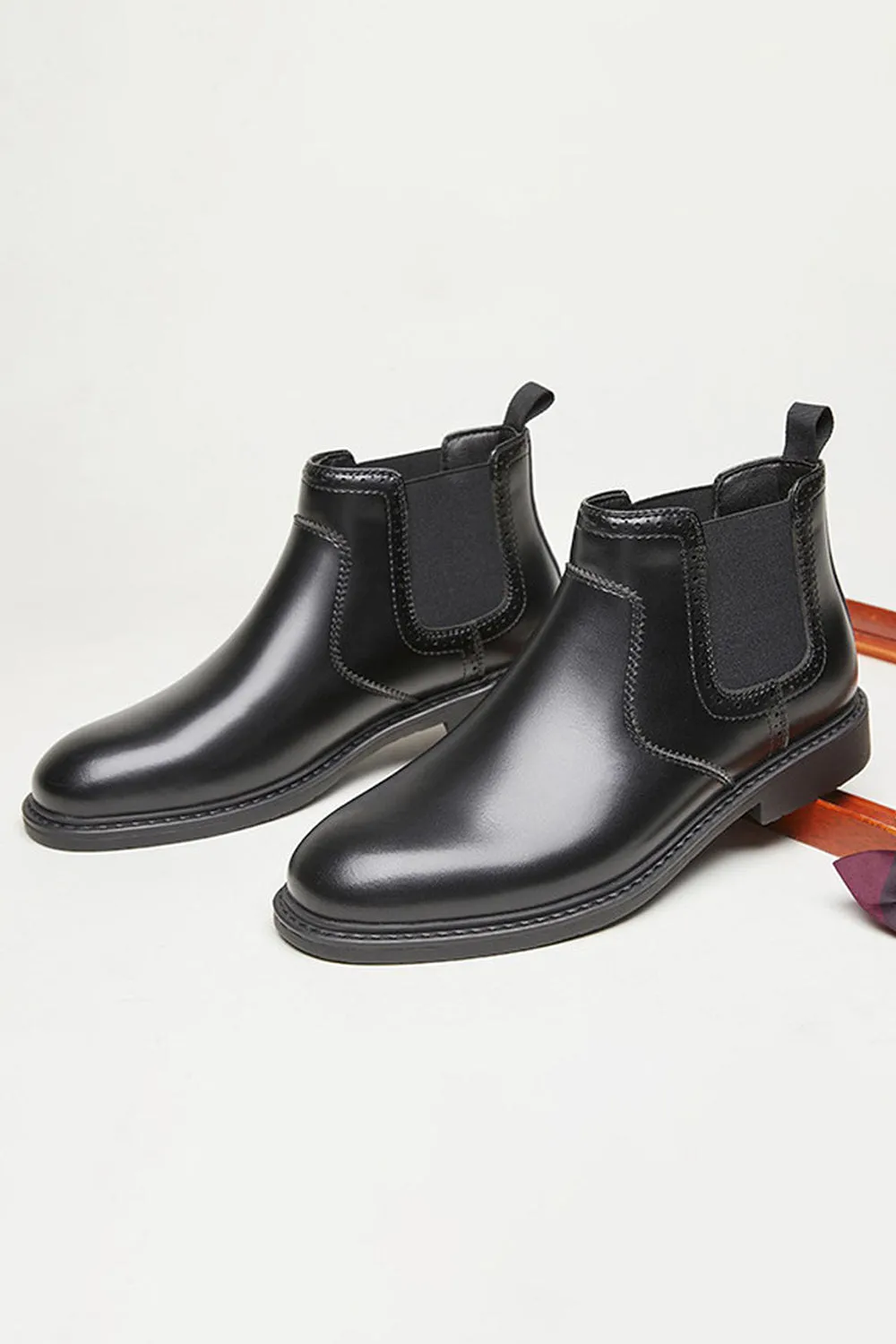 Black High-Top Leather Men's Casual Shoes sold by Zapaka product image thumbnail 2