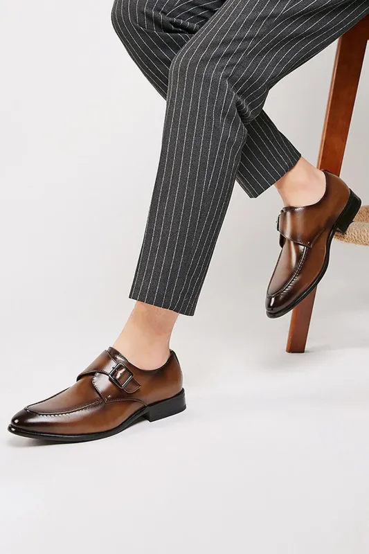 Brown Leather Slip-On Men's Wedding Shoes sold by Zapaka