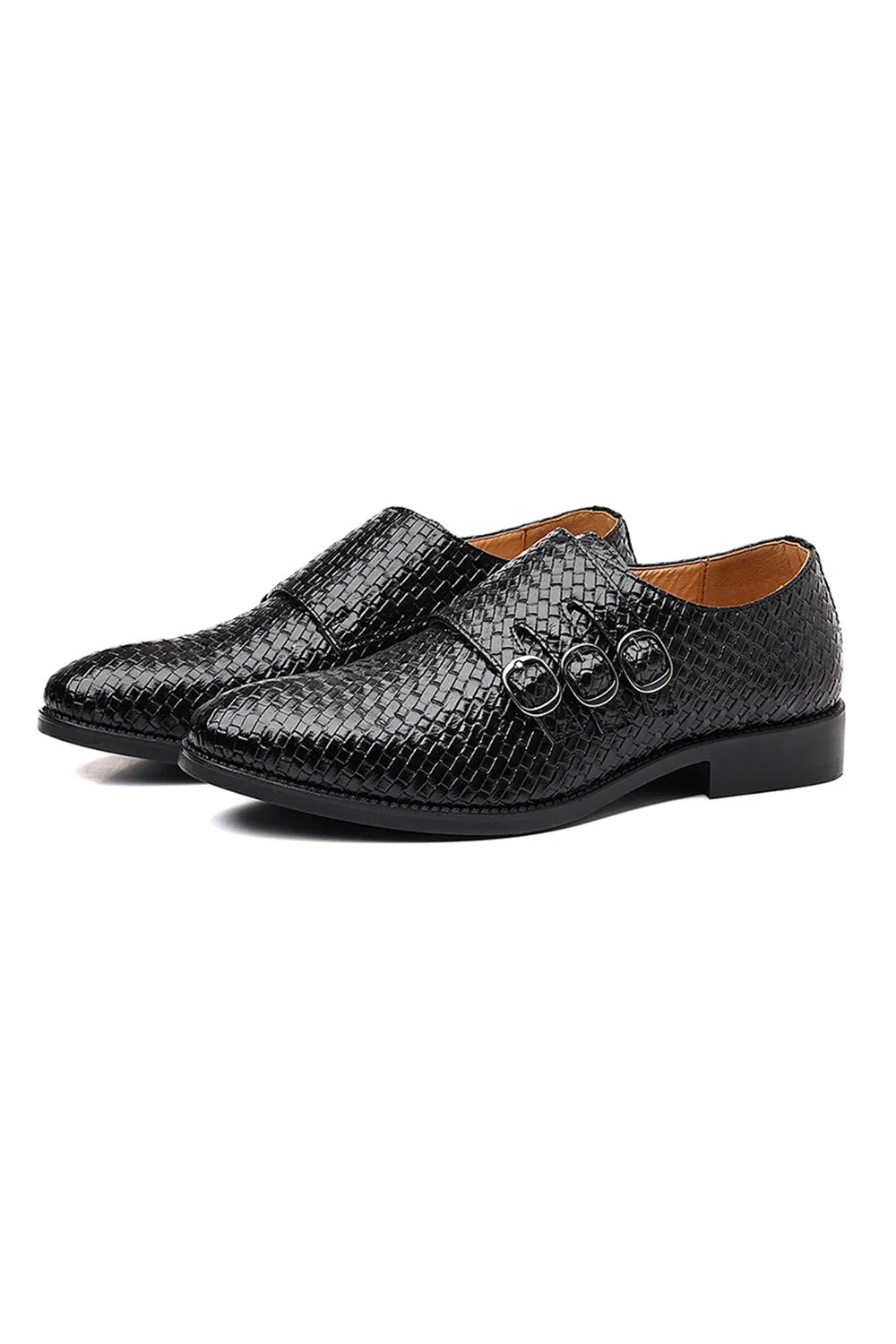 Black Leather Slip-On Men's Party Shoes sold by Zapaka product image thumbnail 3