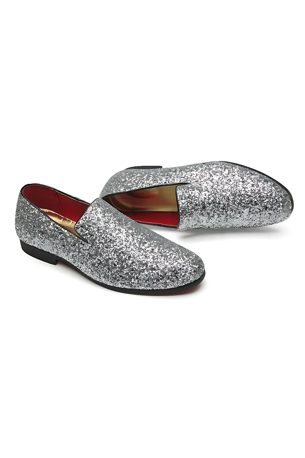 Silver Slip-On Sequin Men's Prom Shoes sold by Zapaka product image thumbnail 3