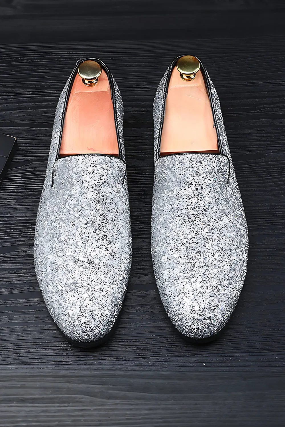 Silver Slip-On Sequin Men's Prom Shoes sold by Zapaka product image thumbnail 2