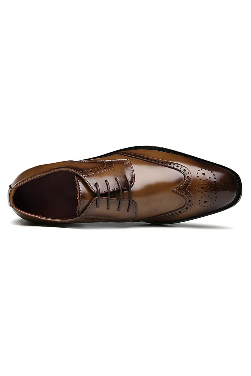 Brown Lace-Up Leather Men's Shoes sold by Zapaka product image thumbnail 4