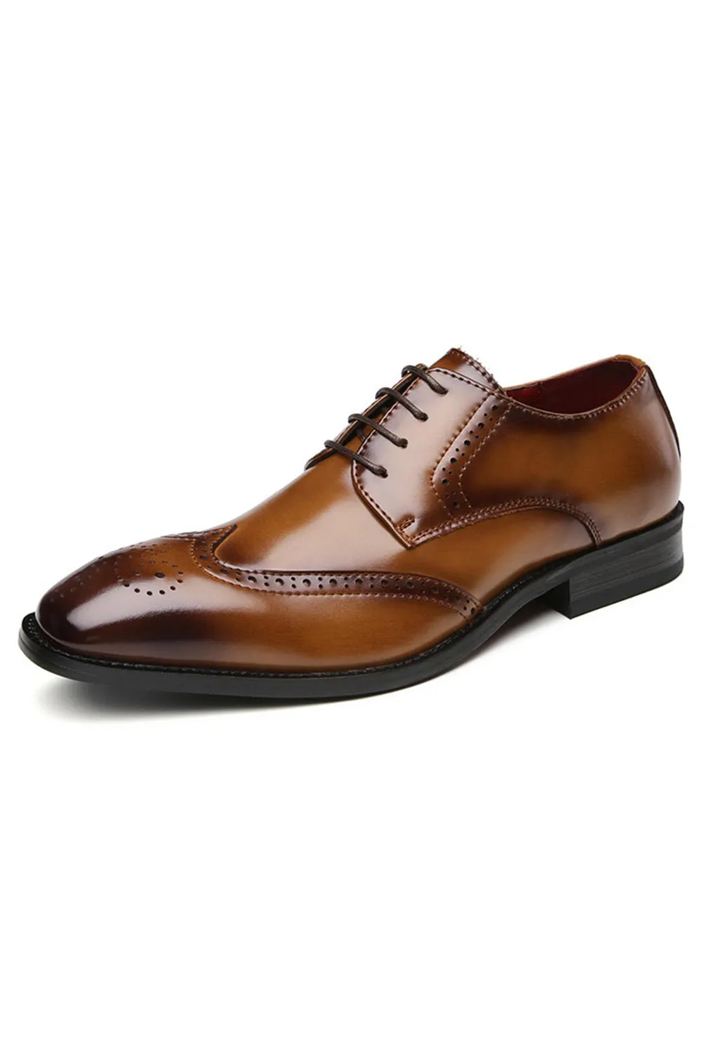 Brown Lace-Up Leather Men's Shoes sold by Zapaka product image thumbnail 3