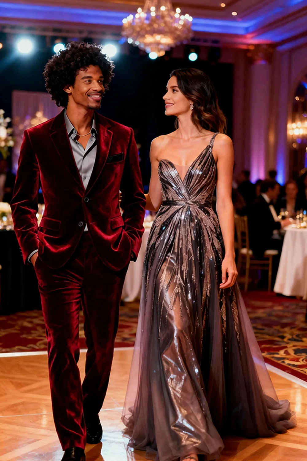 Burgundy Velvet 2 Piece Notched Lapel Men's Prom Suits sold by Zapaka