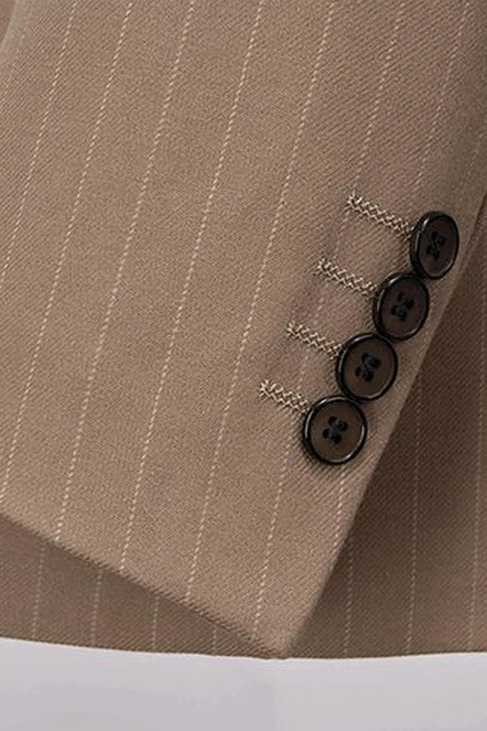 2 Piece Striped Double Breasted Khaki Men's Suits sold by Zapaka product image thumbnail 4