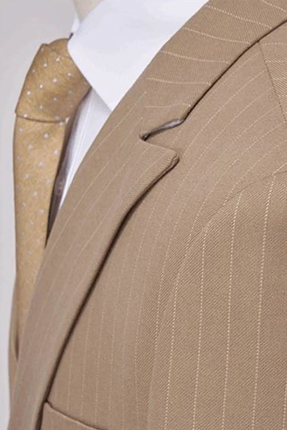 2 Piece Striped Double Breasted Khaki Men's Suits sold by Zapaka product image thumbnail 2