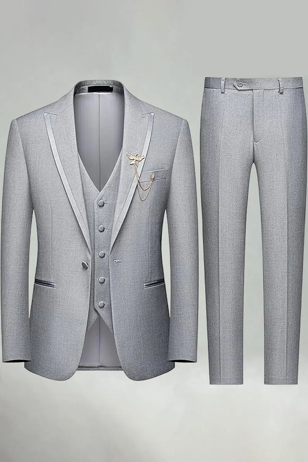 Black 3 Piece Peak Lapel One Button Men's Prom Suits sold by Zapaka product image thumbnail 5