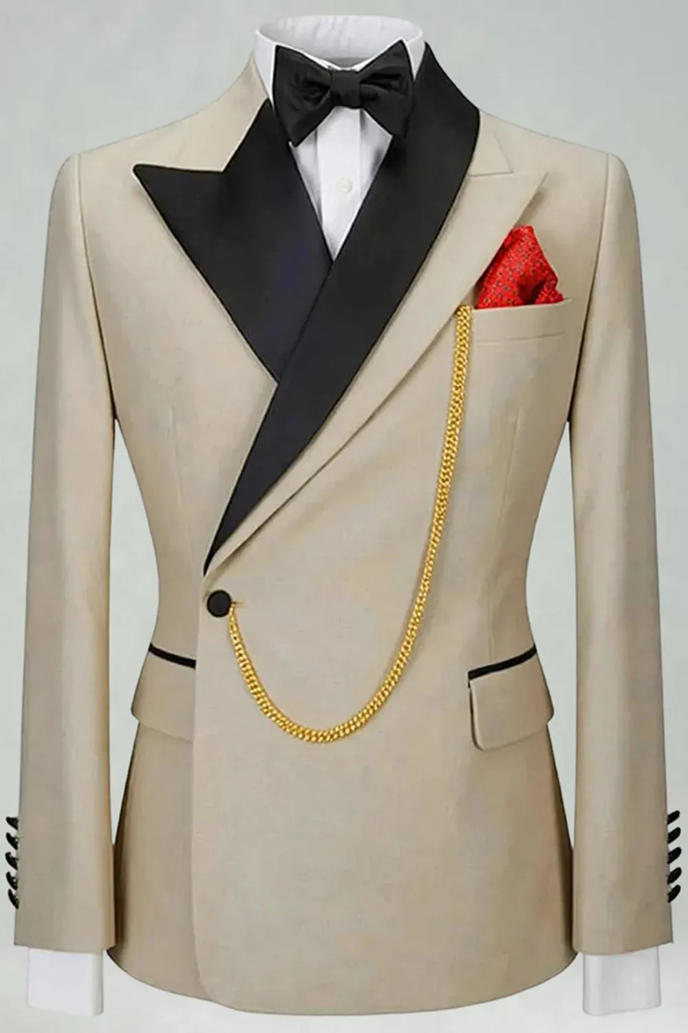 Slim Fit 2 Piece Khaki Peak Lapel Men's Suits sold by Zapaka product image thumbnail 2