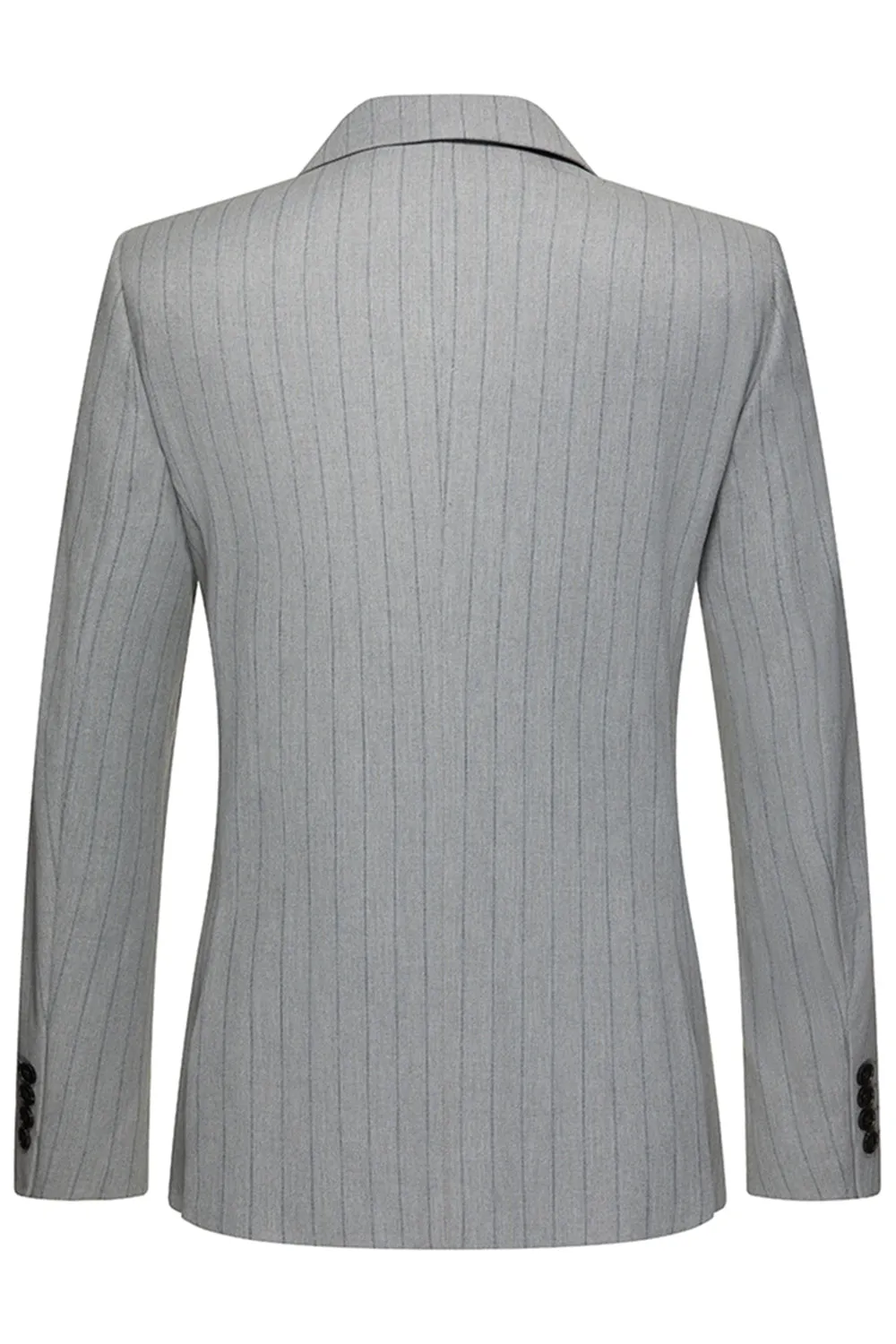 Men's Striped Light Grey Notched Lapel Suits sold by Zapaka product image thumbnail 3