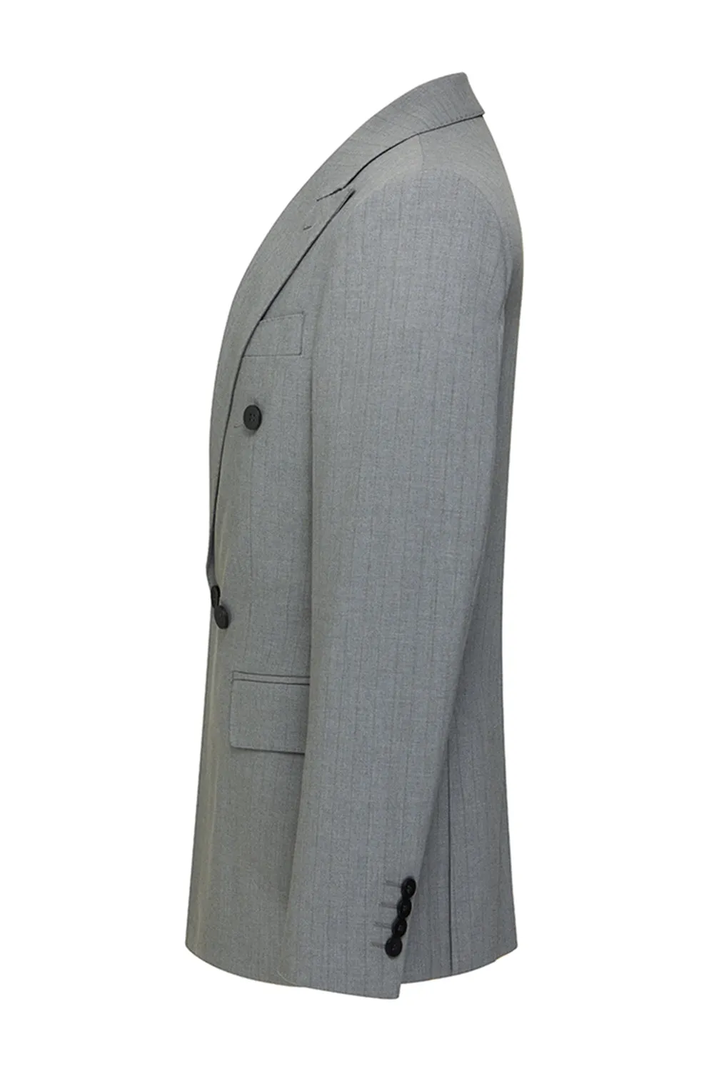 Grey Striped Peak Lapel 2 Piece Men's Suits sold by Zapaka product image thumbnail 4